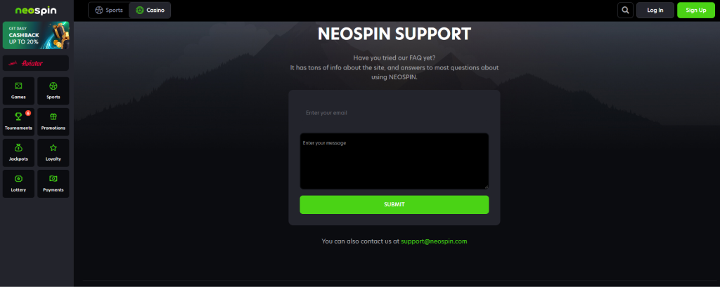 Neospin Casino Support